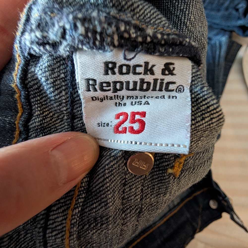 Rock & Republic Women's Y2K 2000s Low Rise Dark Blue Flare Jeans Size 25 - Picture 6 of 6